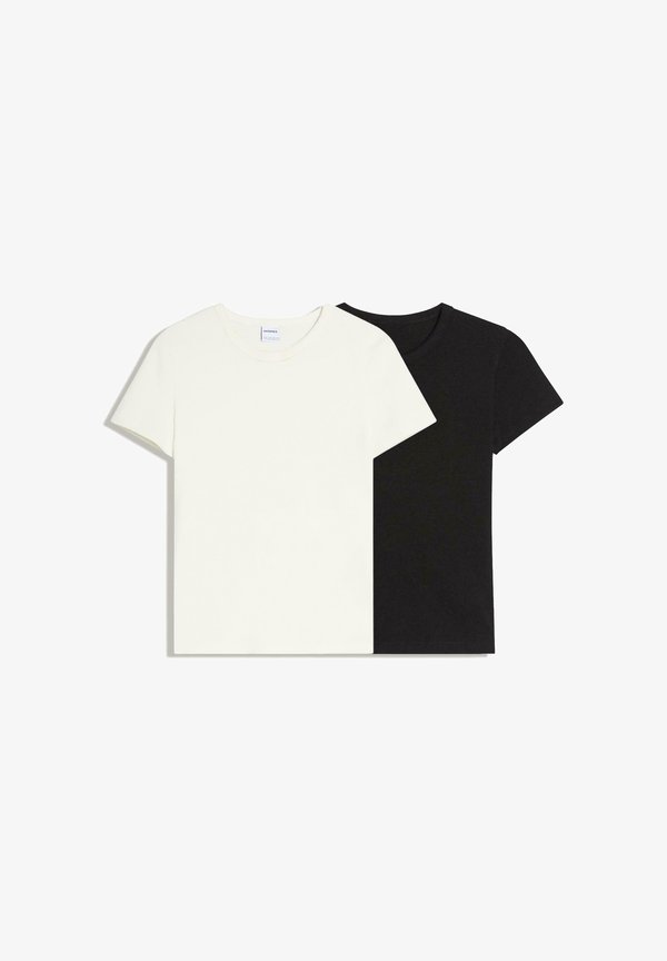 Bershka PACK OF 2- SHORT SLEEVE - Basic T-shirt - white