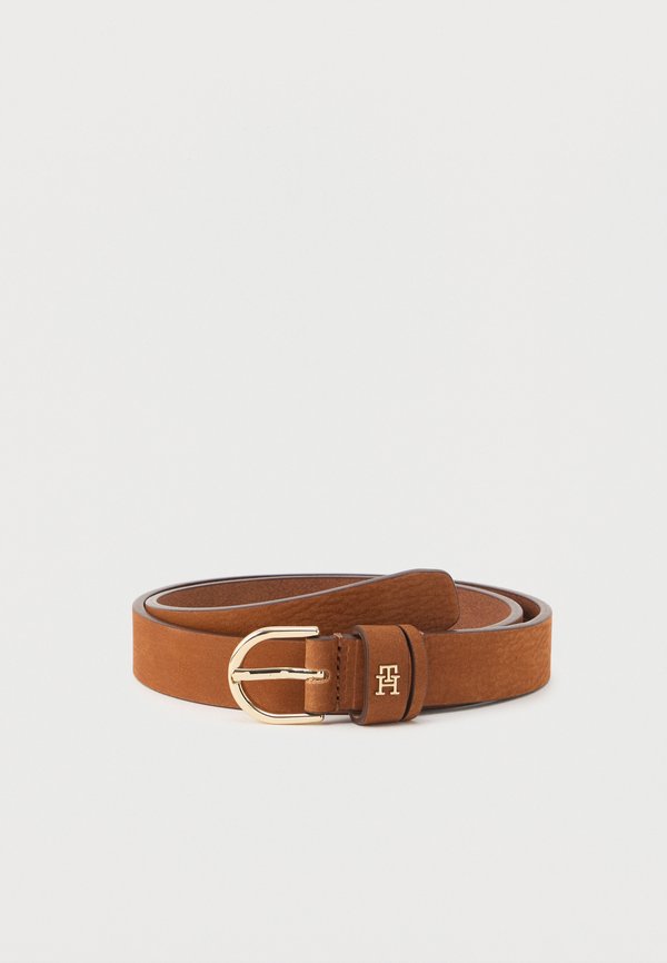 Tommy Hilfiger ESSENTIAL ROUNDED BUCKLE LEATHER BELT - Belt - cognac
