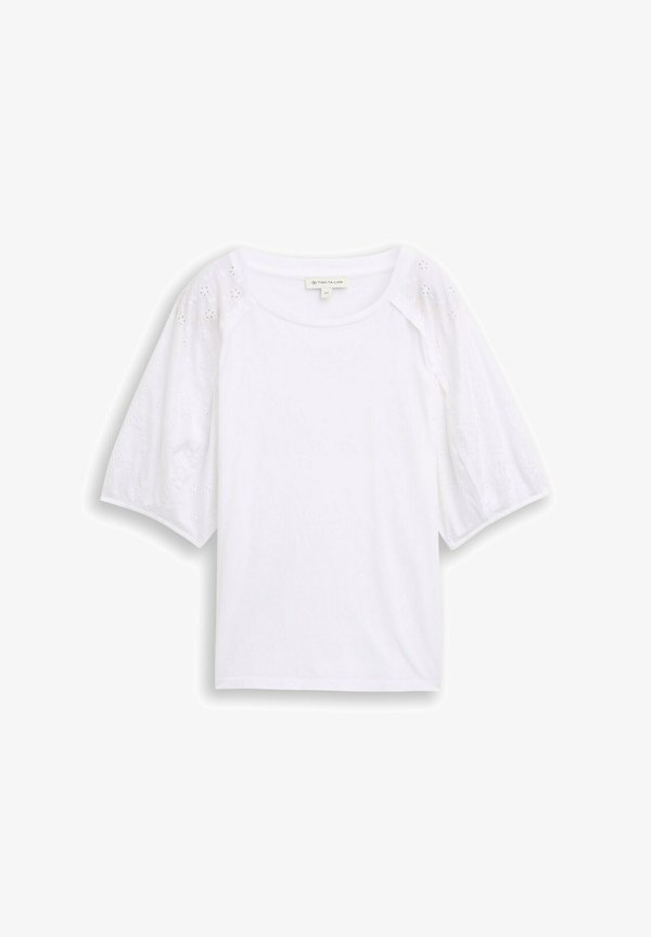 TOM TAILOR TOM TAILOR T-SHIRT T-SHIRT MIT LOCHSTICKEREIEN - Print T-shirt - white