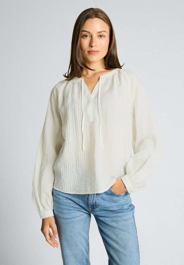 TOM TAILOR CRINKLE MIT BINDEBAND - Blouse - whisper white
