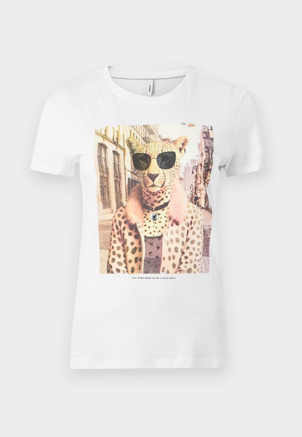 ONLY ONLVIBE GLASSES - Print T-shirt - cloud dancer