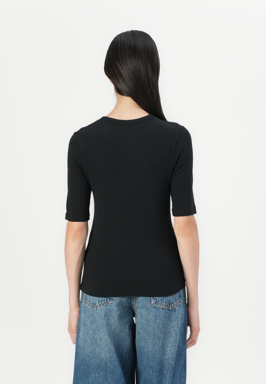 RIBBED SLIM HALF SLEEVE T-SHIRT Media 4