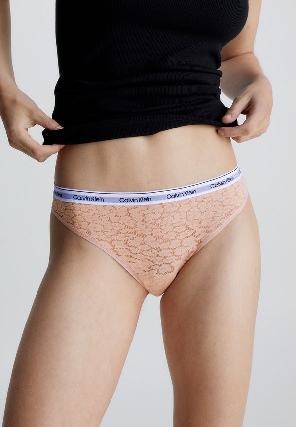 Calvin Klein Underwear HIGH LEG THONG ICON LACE - Thong - beige