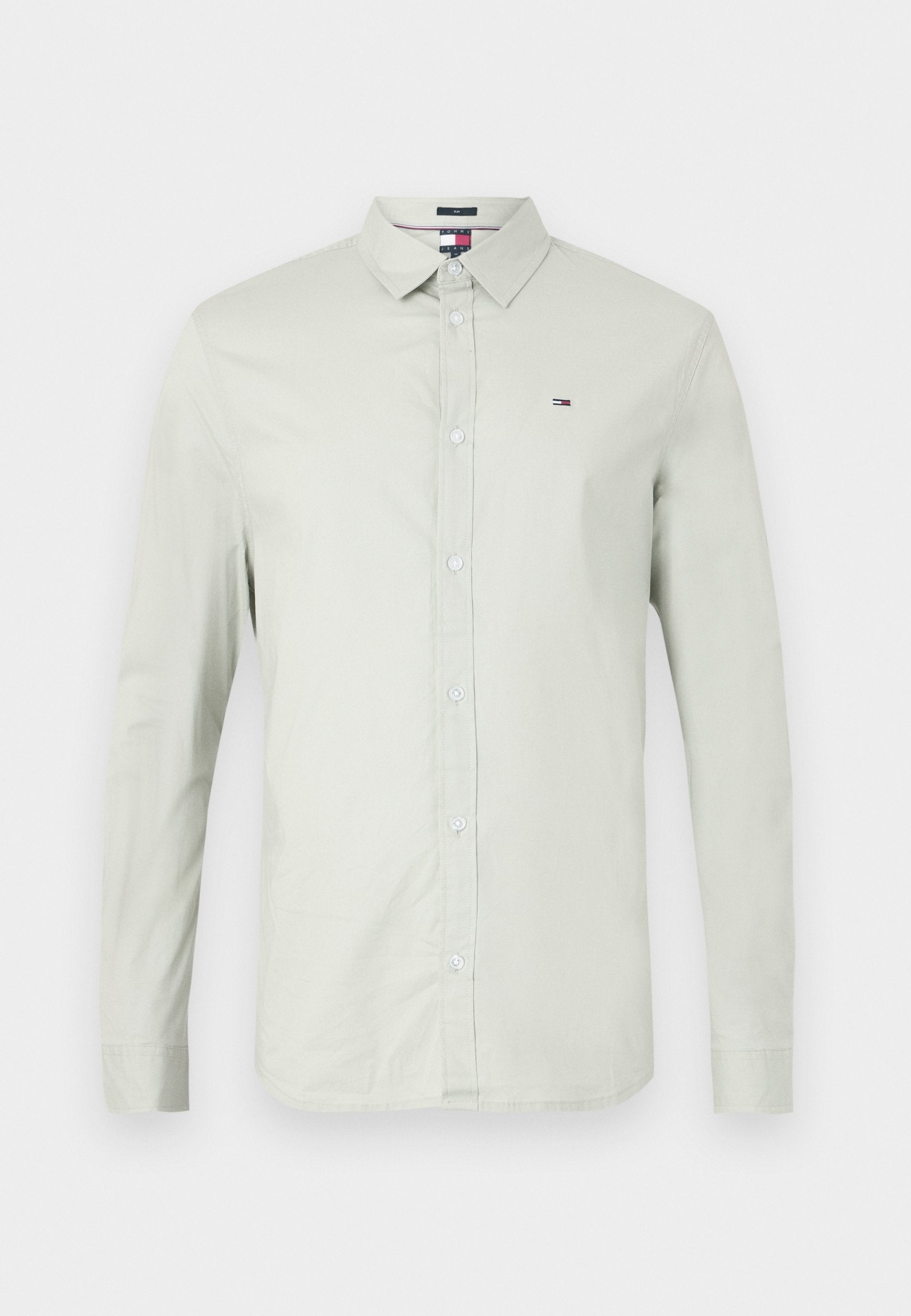 Hellgrünes Langarmshirt aus Baumwolle, mit Button-down-Kragen, vorderen Knöpfen und kleinem Logo auf der linken Brust.