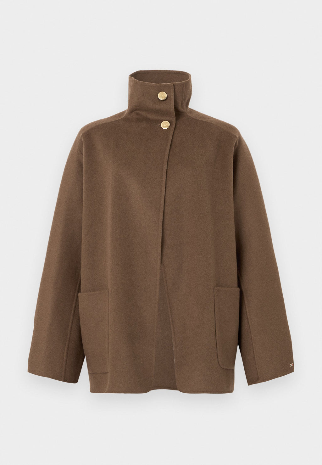 WOOL BLEND FUNNEL NECK OVERSIZED COAT Media 1