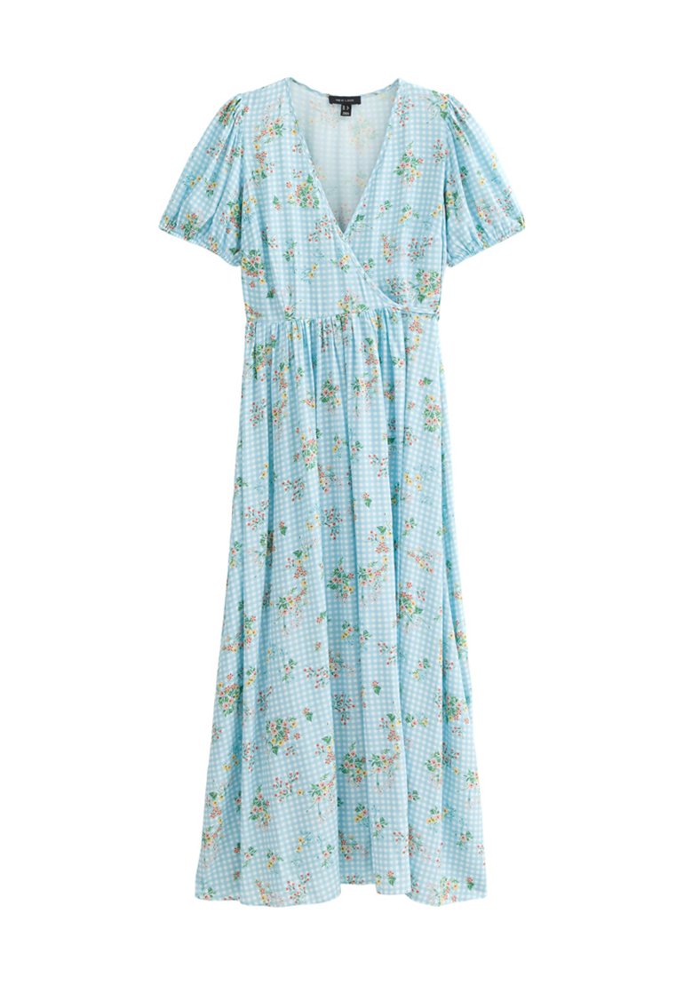 New Look GINGHAM CHECK FLORAL WRAP MIDI