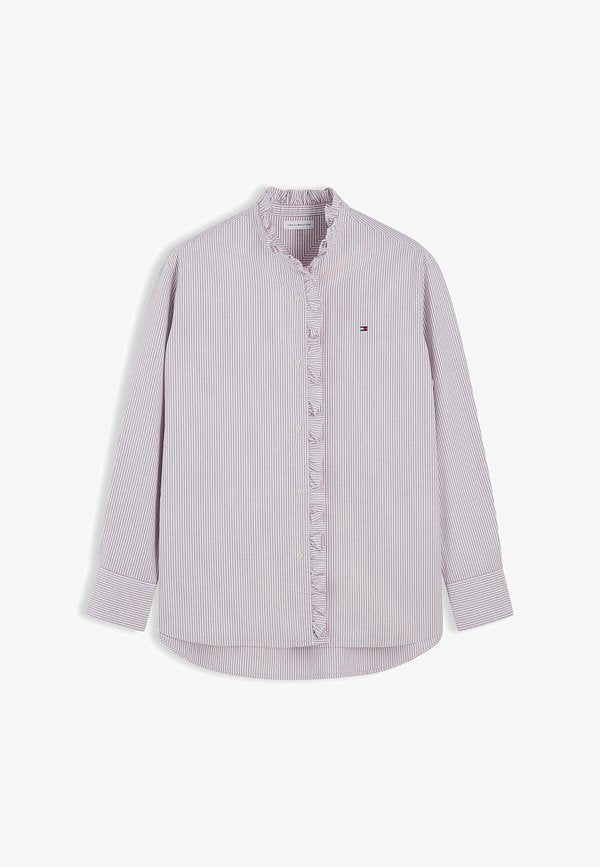 Tommy Hilfiger OXFORD RUFFLES RELAXED LS SHIRT - Button-down blouse - classic ithaca stp burgundy