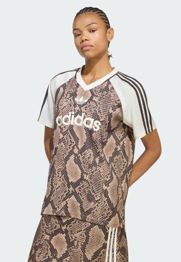 adidas Originals SNAKE PRINT SATIN - Print T-shirt - linen/magic beige