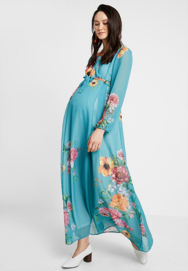 True Violet TRUE WRAP MAXI WITH SLEEVES DRESS