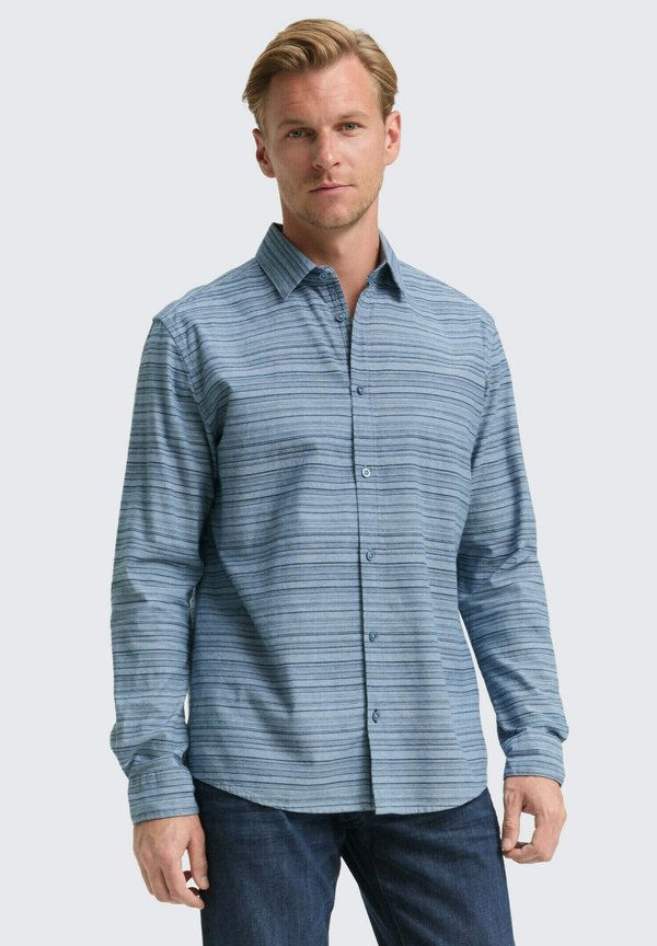 TOM TAILOR REGULAR FIT MIT STREIFENMUSTER - Shirt - teal blue varied cross stripe