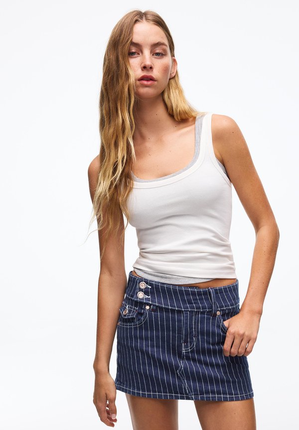 Bershka SKORT - A-line skirt - dark blue