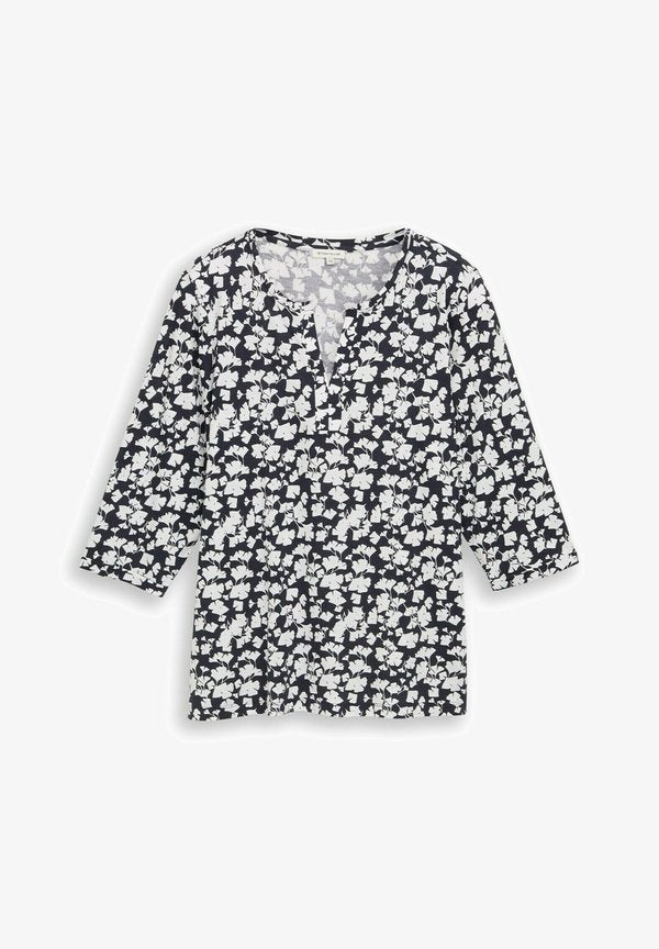 TOM TAILOR PLUS SIZE - MIT MUSTER - Blouse - blue ginkgo minimal