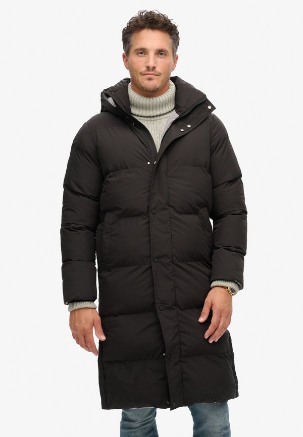 Superdry & Co LONGLINE HOODED PUFFER - Winter coat - black