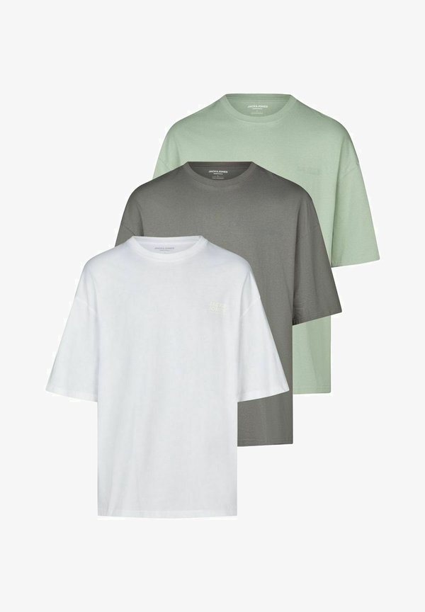 Jack & Jones JJECHARGE 3 PACK - Basic T-shirt - pack 3 (iceberg castlerock white)