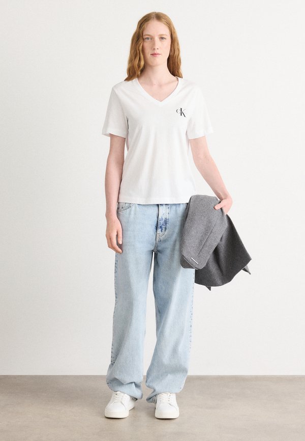 Calvin Klein Jeans MONOLOGO TEE - Basic T-shirt - white / heroic grey heather