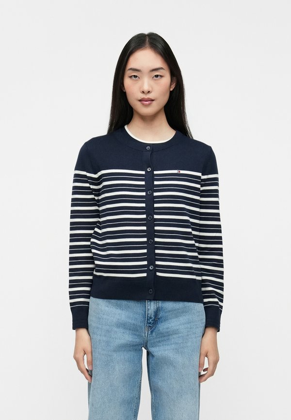 Tommy Hilfiger CO JERSEY FINE GG C-NK LS CARDI - CO JERSEY FINE GG - Cardigan - dark night navy