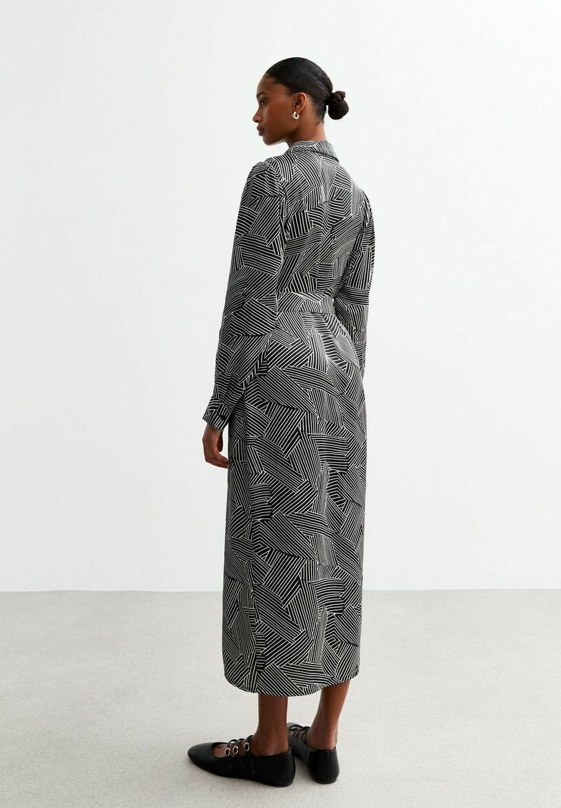 New Look GEOMETRIC PATTERNED BELTED MIDI