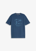 TOM TAILOR STRUCTURED PRINT T-SHIRT - Print T-shirt - dark duck blue