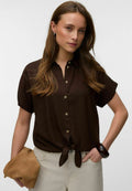 Vero Moda VMTHEA - Button-down blouse - chocolate torte