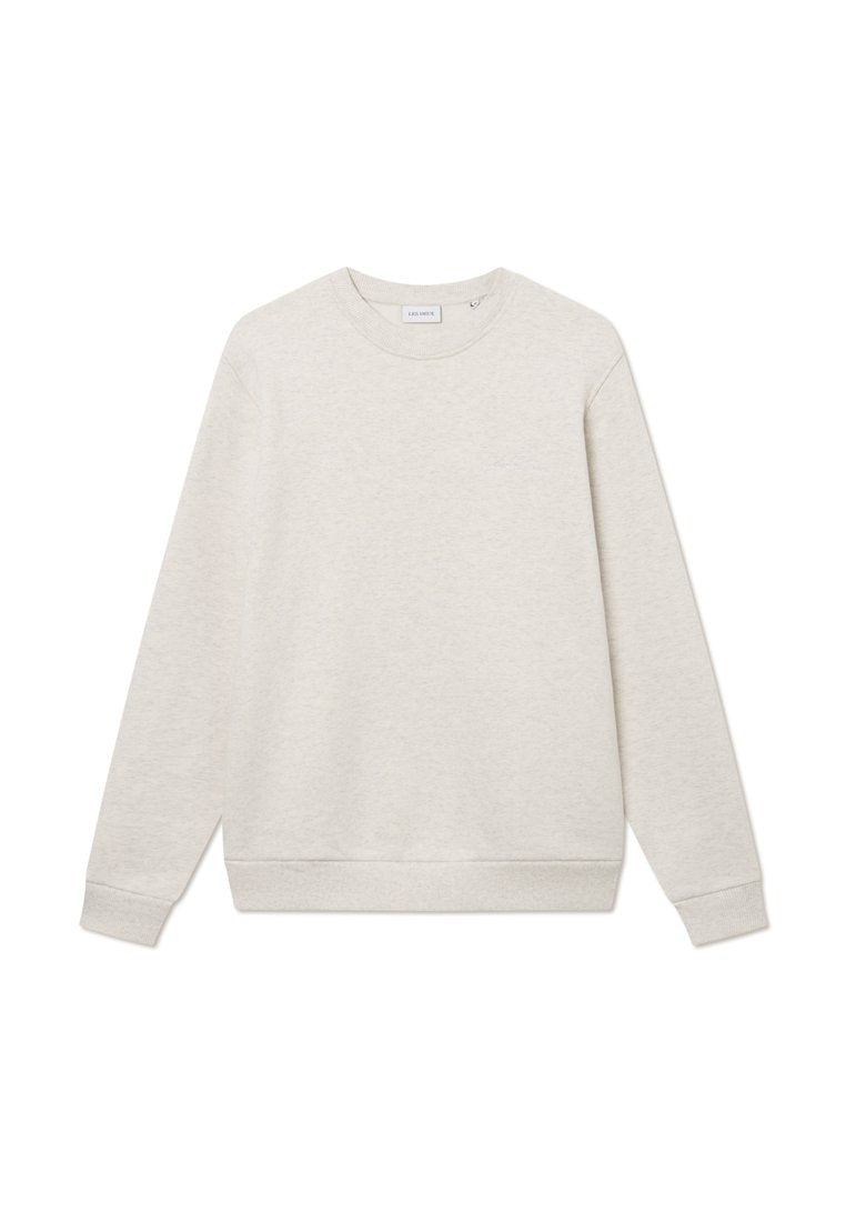 Hellgrauer Sweatshirt aus weichem Material. Verfügt über einen runden Halsausschnitt, lange Ärmel und gerippte Bündchen sowie einen Saum. Minimalistisches Design.