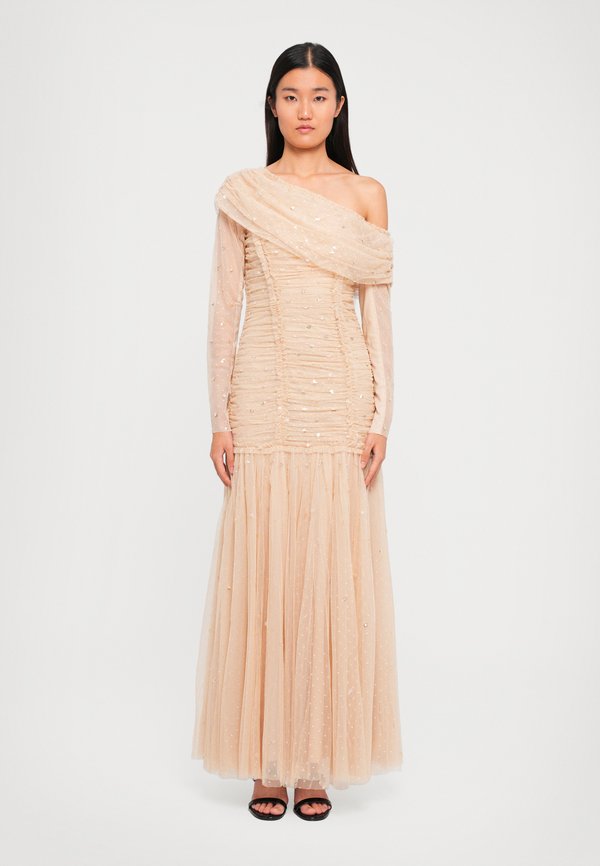 Needle & Thread GIGI DOT ONE SHOULDER ROUCHED GOWN