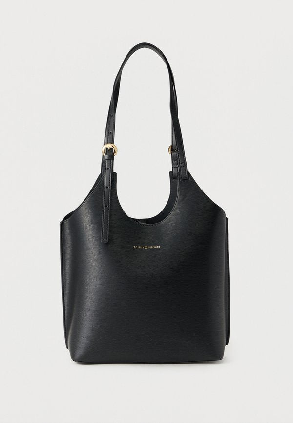 Tommy Hilfiger METALLIC LOGO TOTE BAG - Tote bag - black