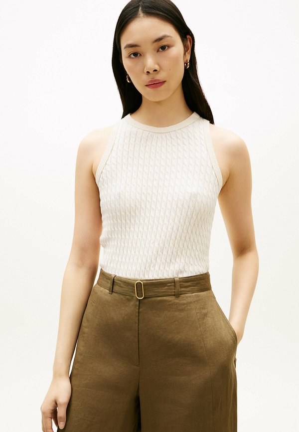 Tommy Hilfiger CABLE FINE SLIM  - Top - heather ivory petal