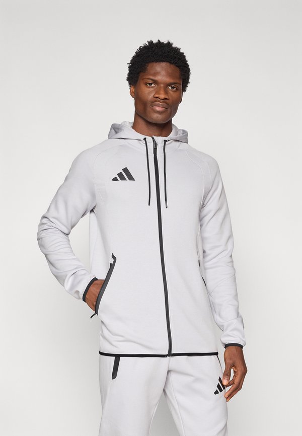 adidas Performance TIRO TRAVEL HOODIE - Zip-up sweatshirt - team light grey