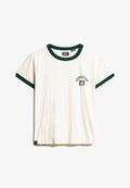 Superdry & Co ATHLETIC ESSENTIALS RINGER - Print T-shirt - turtledove cream slub