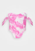 ROKH OFF SHOULDER DETAILED CORSET TIE DYE