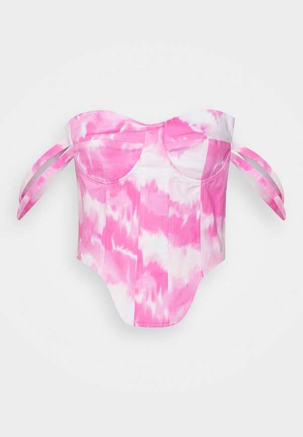 ROKH OFF SHOULDER DETAILED CORSET TIE DYE