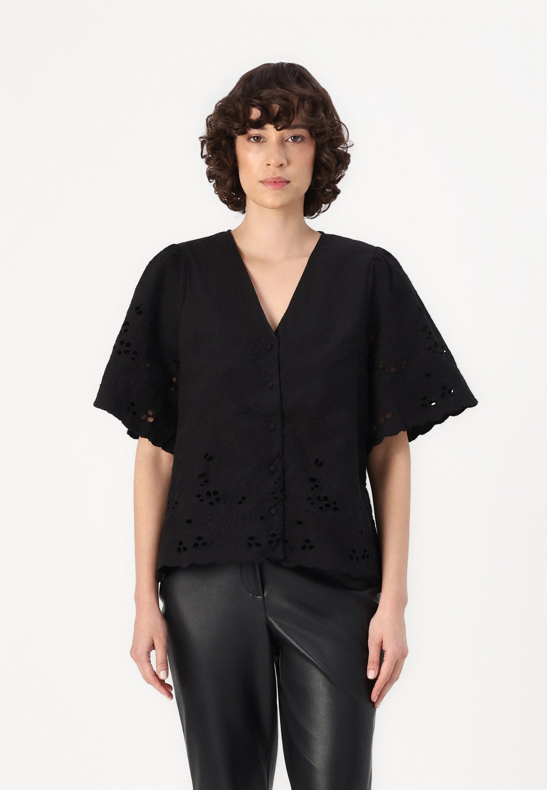 Selected Short sleeved embroidered