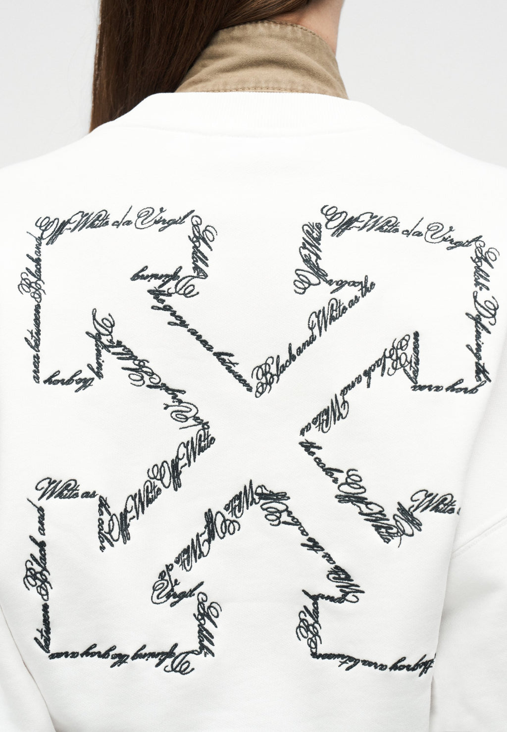 OFF-WHITE ARROW SCRIPT CROP CREW