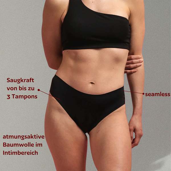 Periodenunterwäsche Slip Cheeky Schwarz Gr. S dais