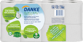 Toilettenpapier Recycling 3-lagig (16x150 Blatt) Danke