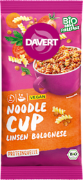 Fertiggericht, Noodle Cup mit Linsen Bolognese Davert