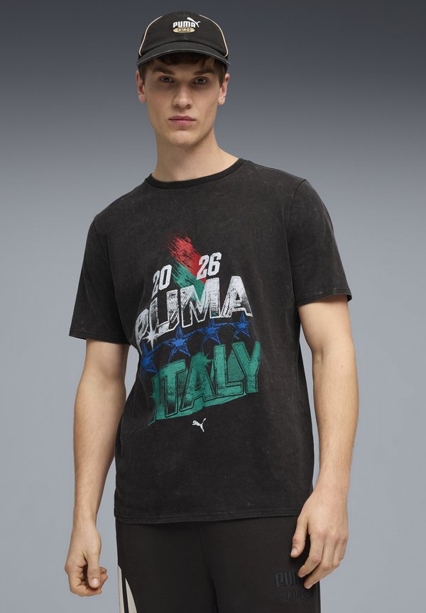 Puma FANPACK 90S TEE ITALY - Print T-shirt - puma black-sport green