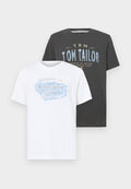 TOM TAILOR 2 PACK - Print T-shirt - tarmac grey