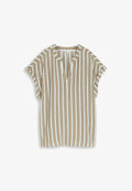 TOM TAILOR LOOSE FIT BLUSE MIT V-AUSSCHNITT - Blouse - olive white irregular stripe