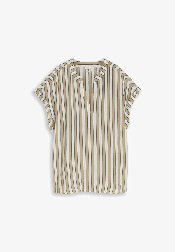 TOM TAILOR LOOSE FIT BLUSE MIT V-AUSSCHNITT - Blouse - olive white irregular stripe