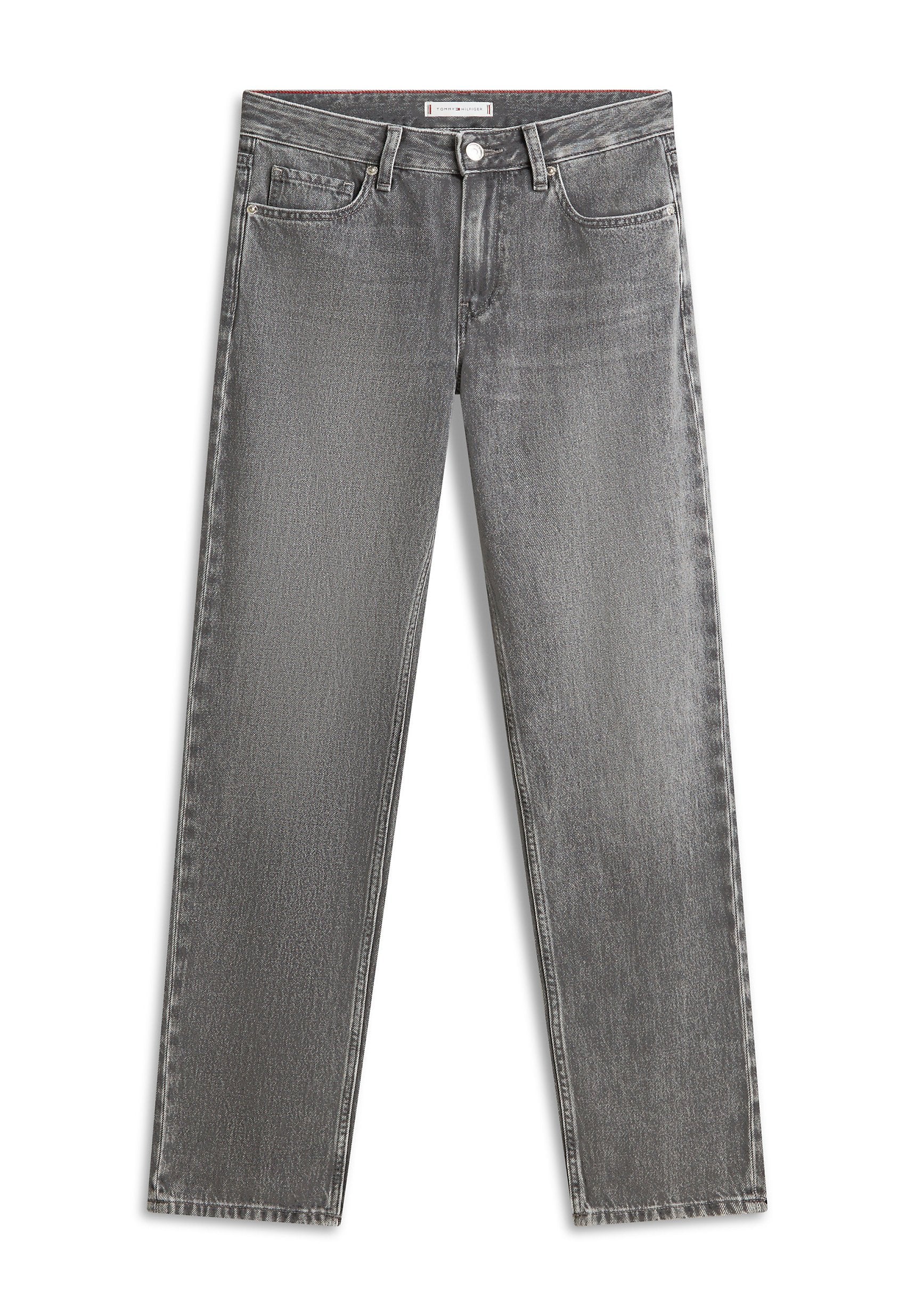 WHISKERED MID RISE STRAIGHT LEG JEANS Media 1