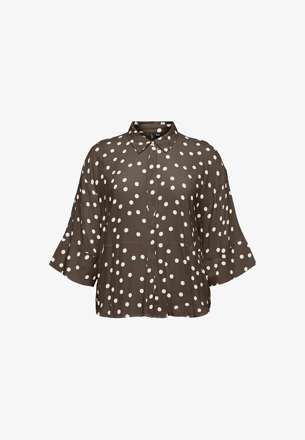 Vero Moda Curve SHIRT VMCELISA SHIRT - Button-down blouse - chocolate martini
