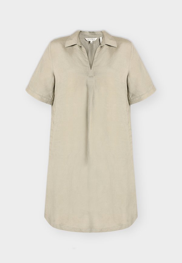 TOM TAILOR DRESS LINEN WITH POLO COLLAR - Day dress - silver olive