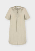 TOM TAILOR DRESS LINEN WITH POLO COLLAR - Day dress - silver olive