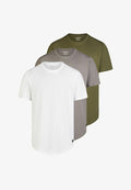 Jack & Jones 3 PACK - Basic T-shirt - pack white castlerock forest night