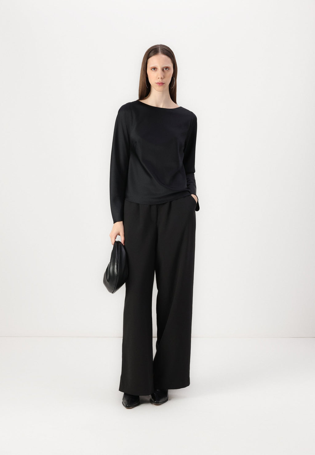 Abercrombie & Fitch Long-Sleeve Satin Cowl-Back Top