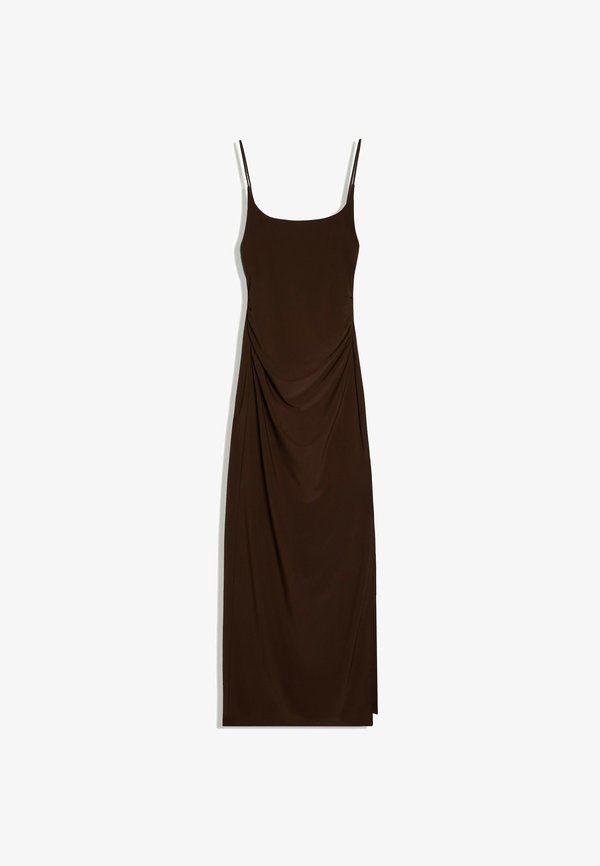 Bershka GATHERED STRAP MIDI DRESS 01017714 - Shift dress - brown