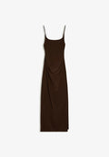 Bershka GATHERED STRAP MIDI DRESS 01017714 - Shift dress - brown