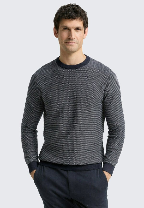 TOM TAILOR Jumper - navy/offwhite dot stripe
