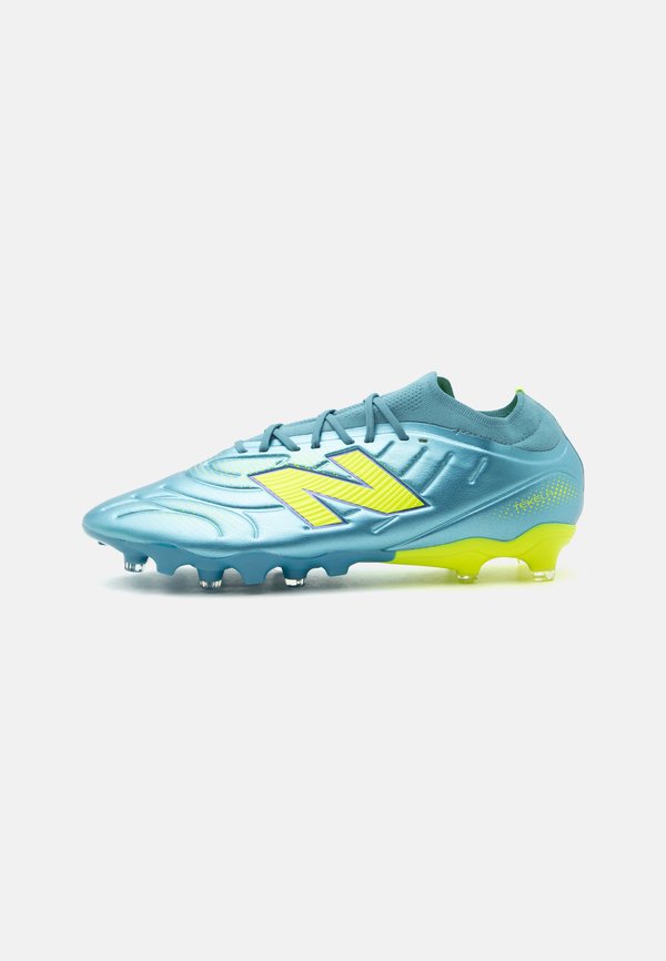 New Balance TEKELA V5 TEAM FG - Firm-ground football boots - metallic blue/alkaline green/team navy